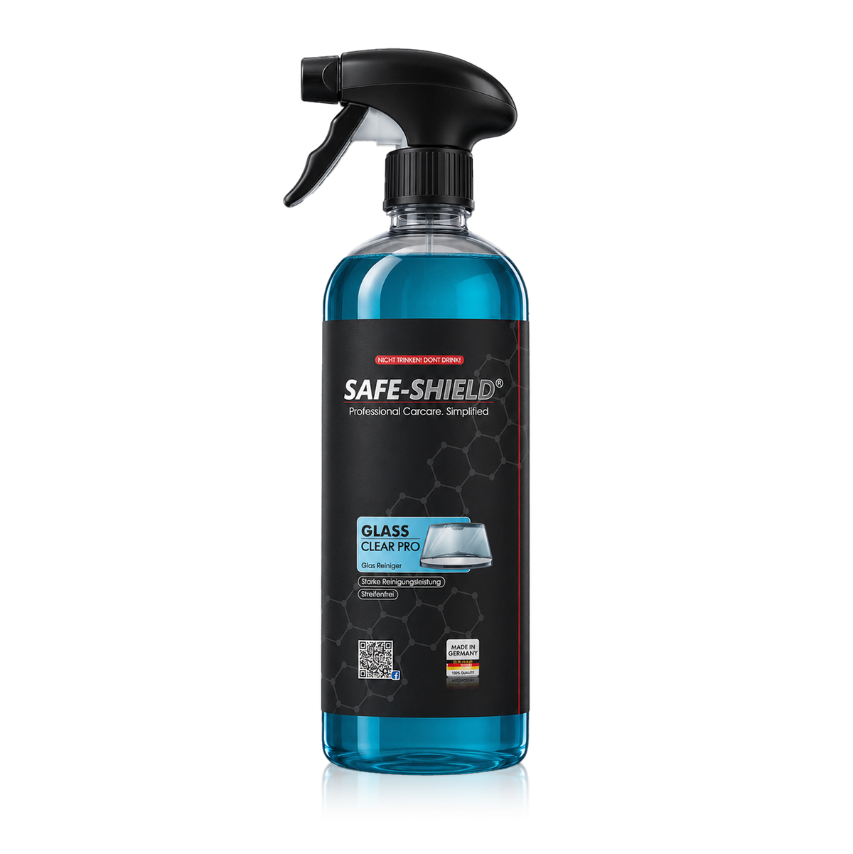Safe-Shield Glas Reiniger Pro in der 750-ml-Sprühflasche
