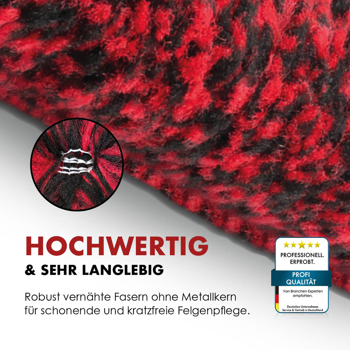 Detailgrafik zum vernähten FiberForce Bürstenkern ohne Metall