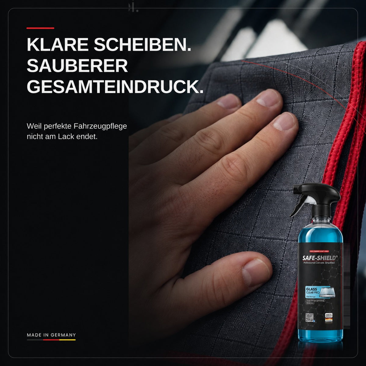 Autoscheibe mit Glas-Carbon-Mikrofasertuch reinigen – Glas Reiniger Pro für klare Scheiben