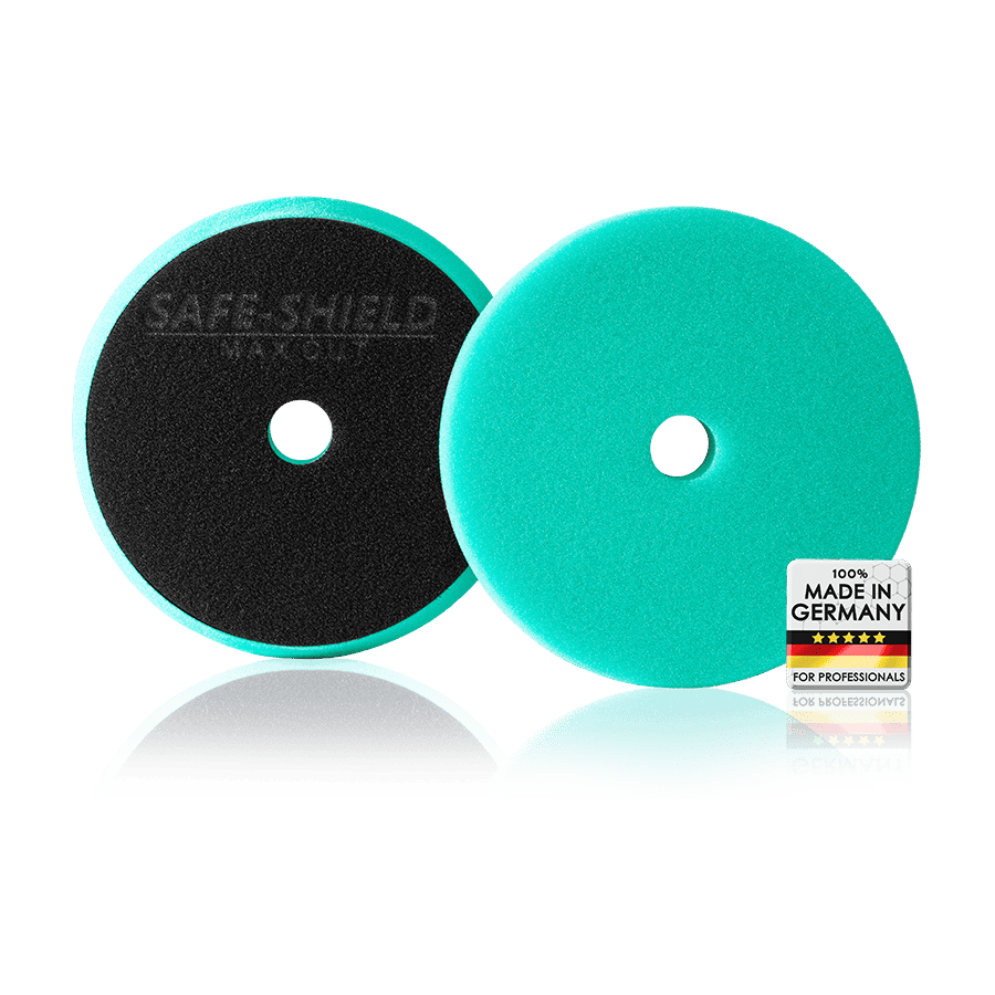 Grünes Max Cut Polierpad von Safe-Shield mit Polierfläche und Klettseite