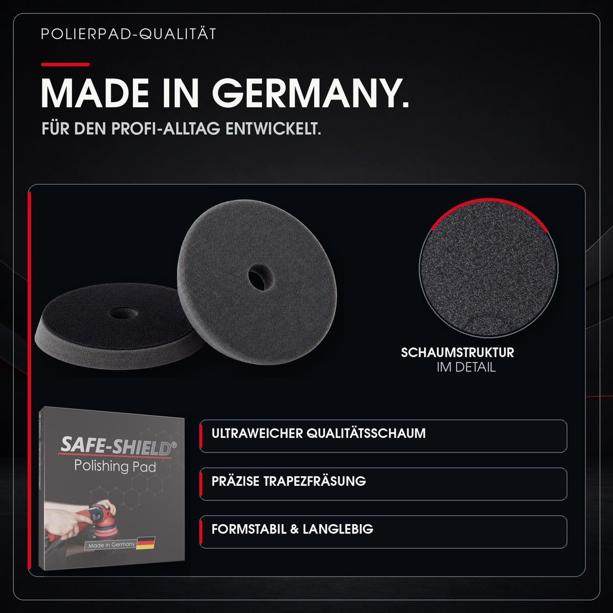 Ultrazacht gereticuleerd schuim van de Ultra Soft polijstpad – Made in Germany