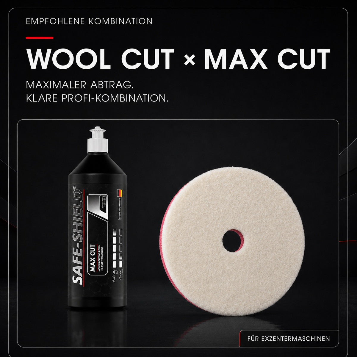 Korte wolvezels van de Wool Cutting Pad met schuimtussenlaag en middengat