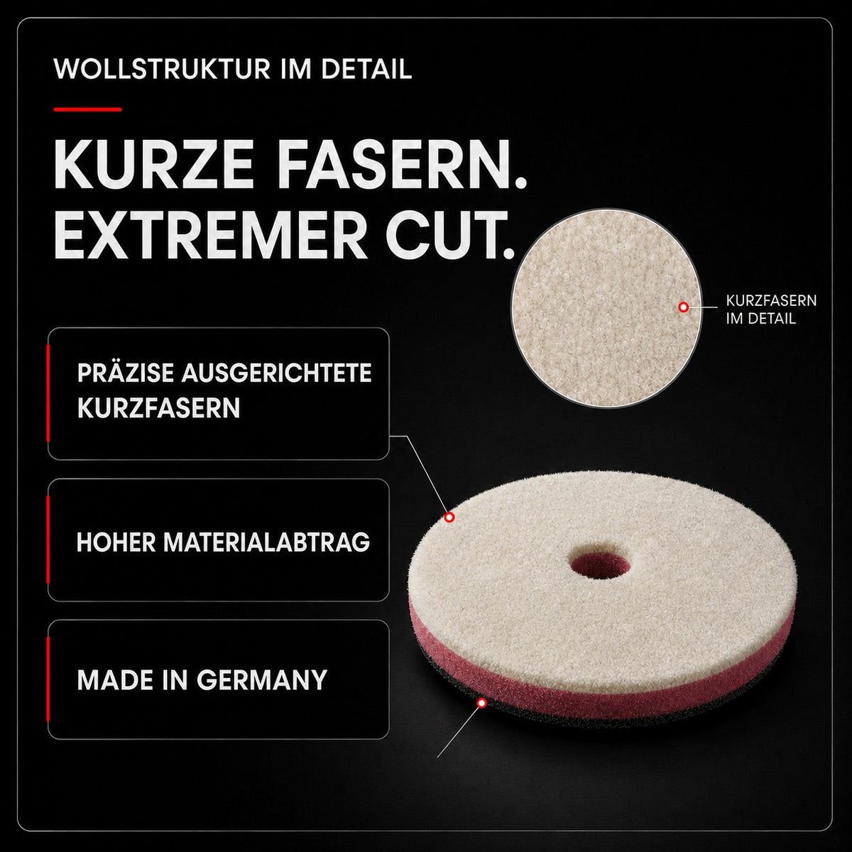 Wool Cutting Pad met Max Cut grof polijstmiddel voor intensieve lakcorrectie